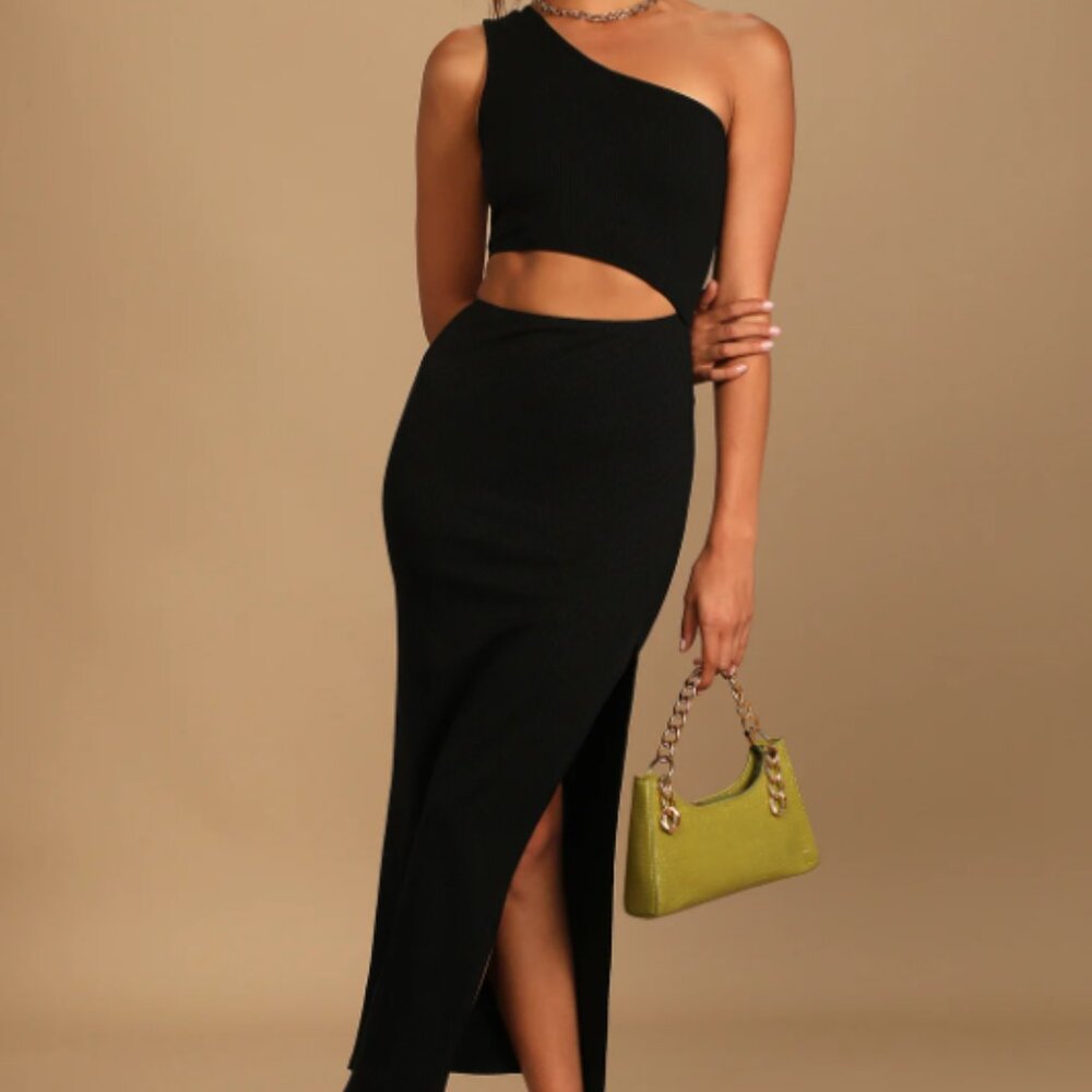 One Shoulder Black Dress
